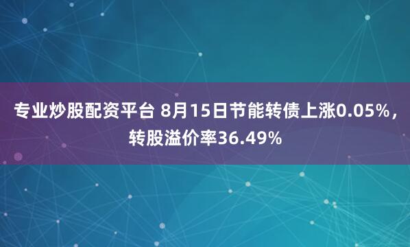 专业炒股配资平台 8月15日节能转债上涨0.05%，转股溢价率36.49%
